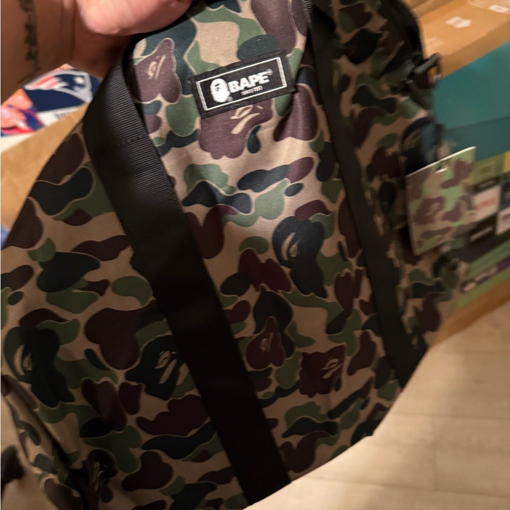 Bape Green and Brown Camouflage Duffel Bag
